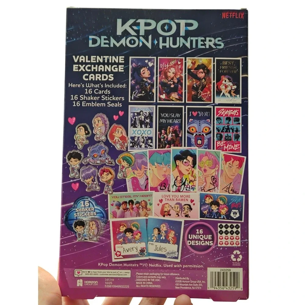 Kpop Demon Hunters 16ctValentine Exchange‎ Cards Shaker Stickers Emblem Seal